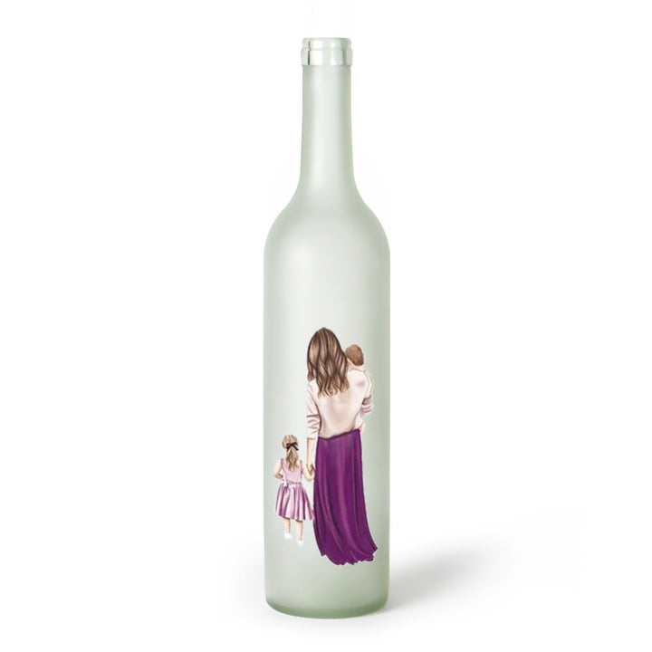 Decorative Frosted Glass Bottle Vase With Fashion Collage Decal