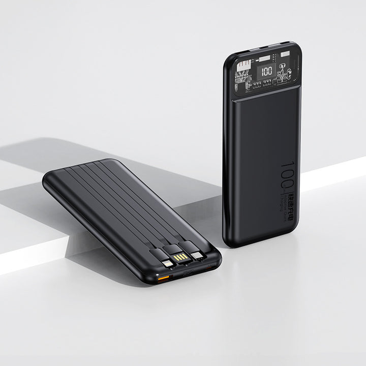 Portable power bank with multifunctional cable system and digital display Bowlift