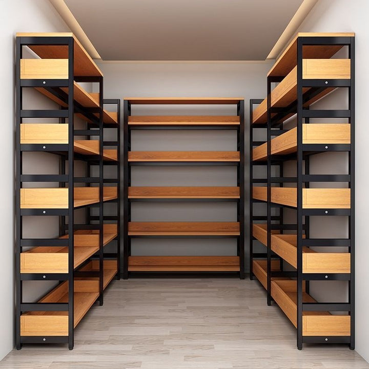 Regal with robust metal frame and wooden shelves Bowlift