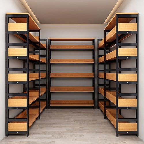Regal with robust metal frame and wooden shelves Bowlift