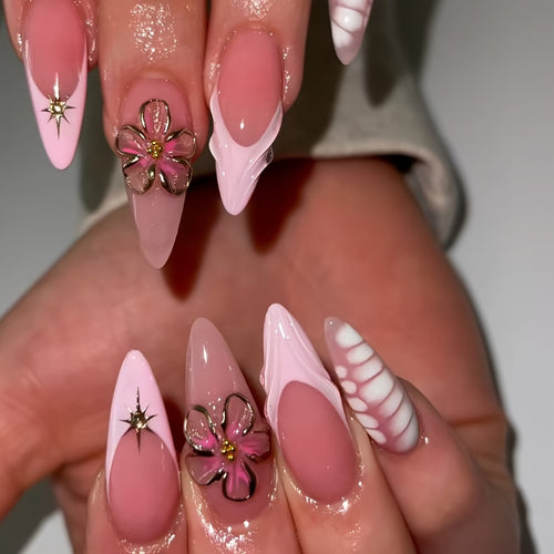 Decorative Floral Art Press-On Nails Bowlift