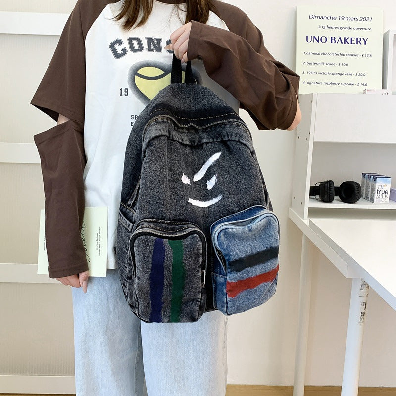 Artistic Denim Backpack Bowlift