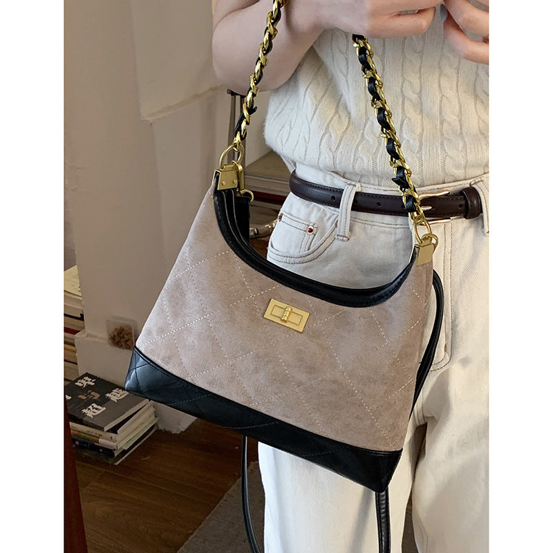 Quilted Suede Hobo Handbag Bowlift