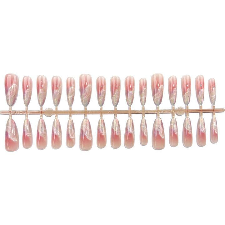 Press-On Nail Art Set with Gradient Marble Design
