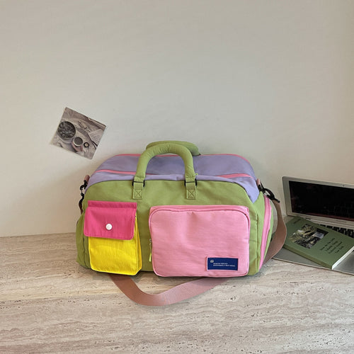 Vibrant Color Block Travel Duffel
