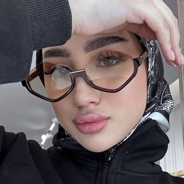 Women's fashionable sunglasses with trendy hexagonal frame and protective lenses Bowlift