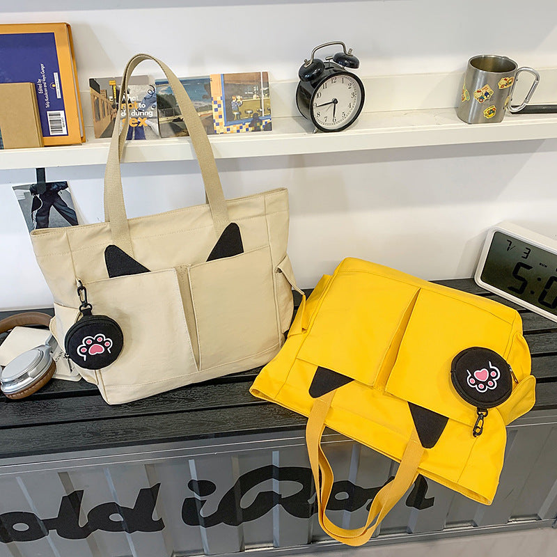 Playful Cat Ear Design Tote Bag Bowlift