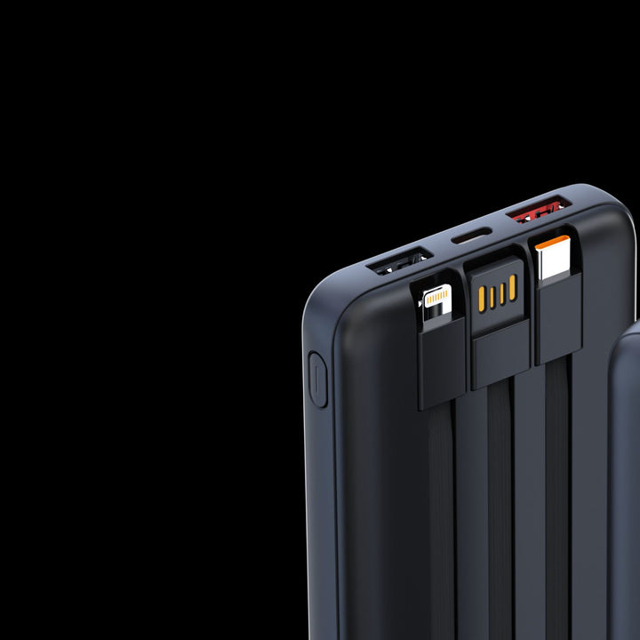 Portable power bank with integrated cable management and multifunctional charging port Bowlift