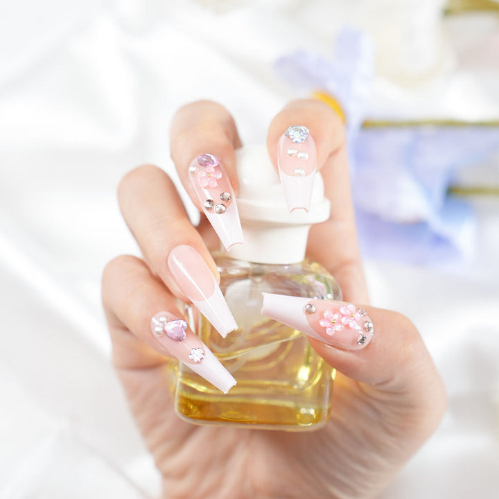 Decorative Glamorous Long Coffin Press-On Nails Bowlift