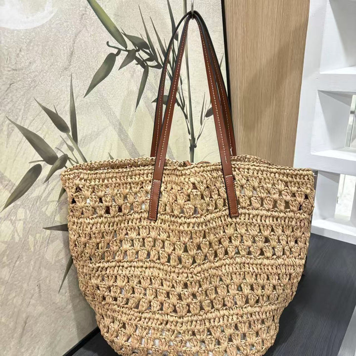 Large Basket Shopper Made of Handwoven Natural Material Bowlift
