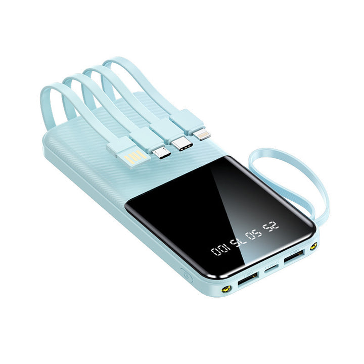 Portable power bank with multifunctional connection and integrated charging cables Bowlift