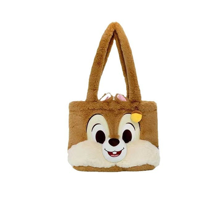 Plush Tote Bag with Animal Face Bowlift