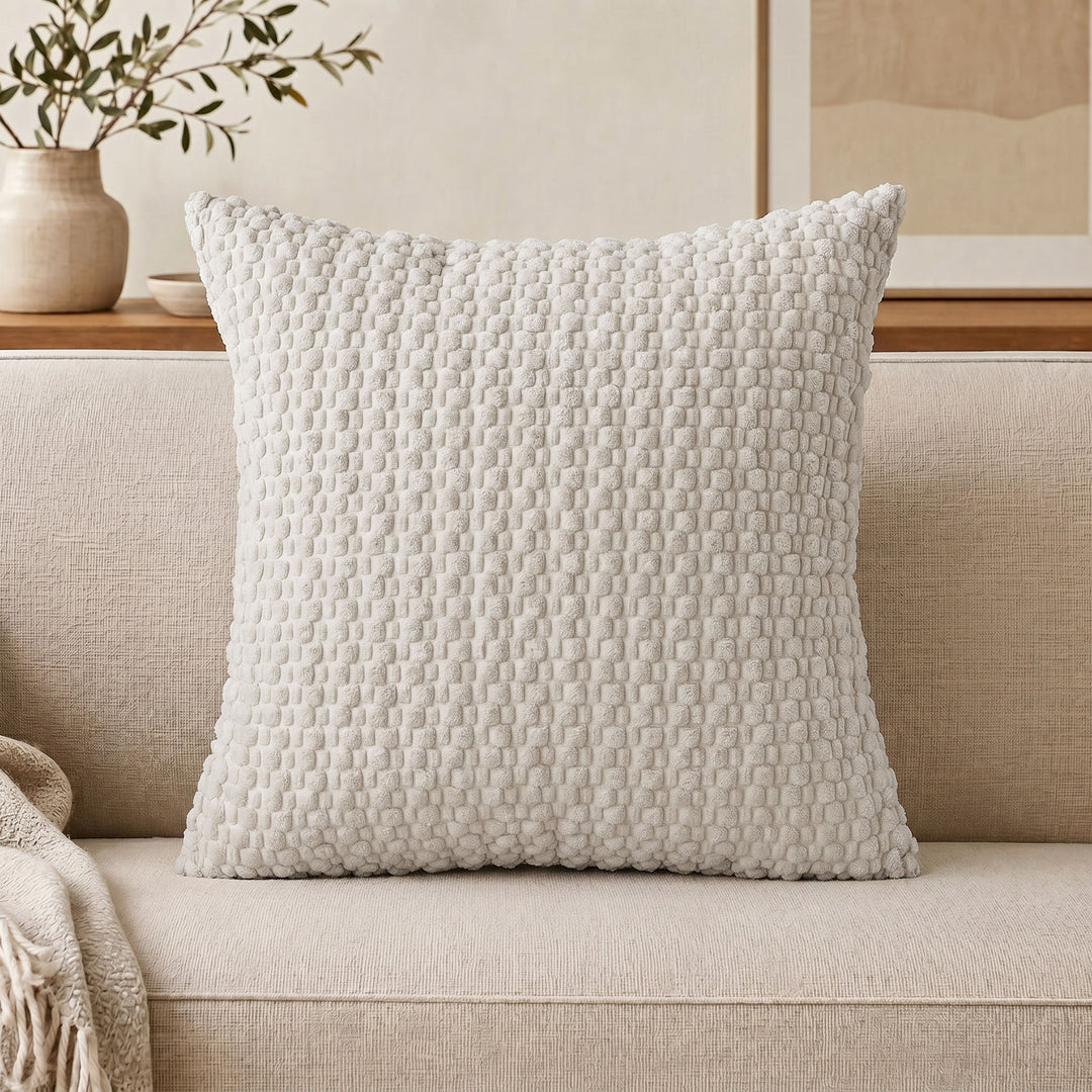 Textured chenille waffle throw pillow with plush insert Bowlift