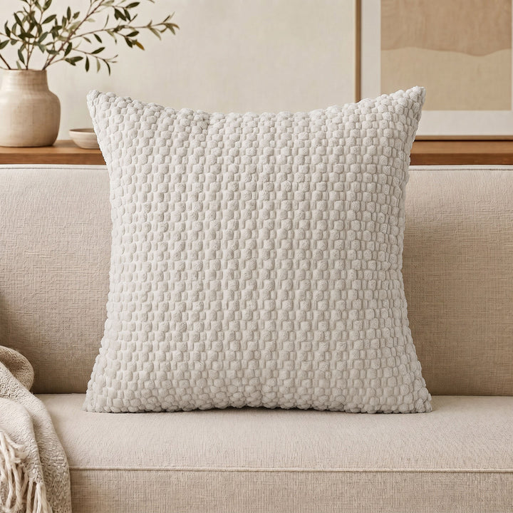 Textured chenille waffle throw pillow with plush insert Bowlift