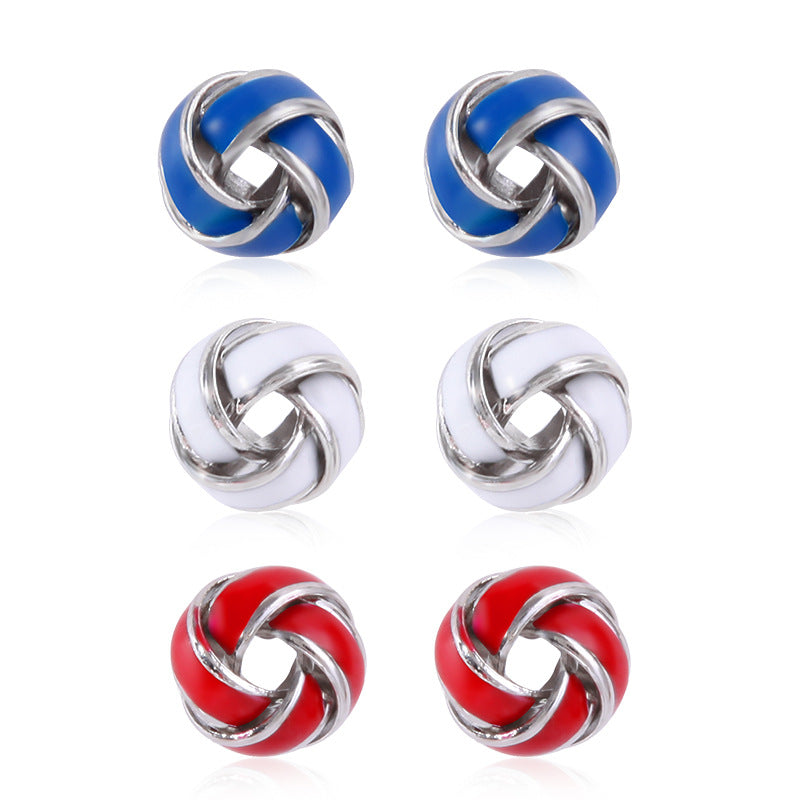 Women's lightweight star earrings with enamel flag design and fishhook Bowlift