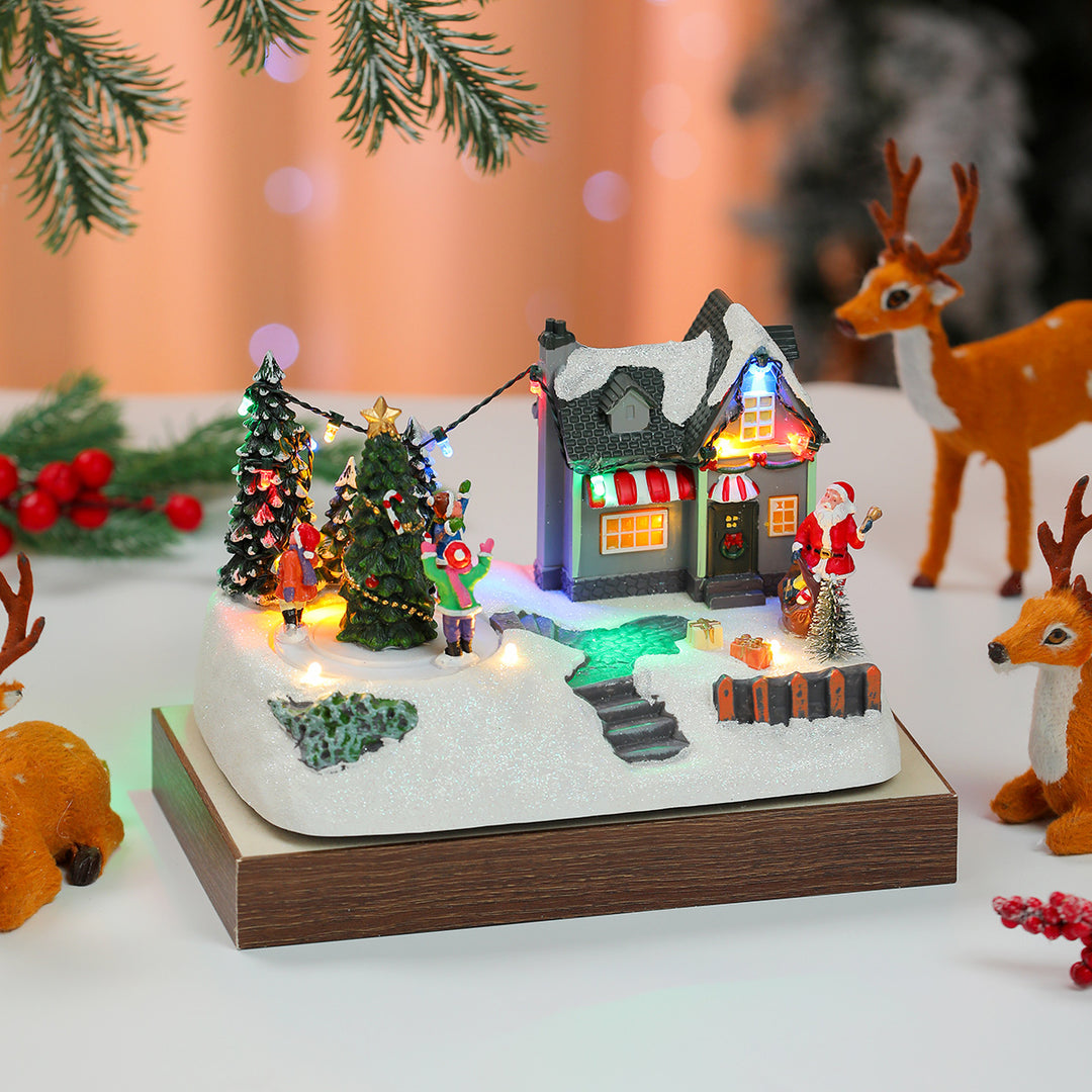 LED Illuminated Christmas Village Scene Decoration Bowlift
