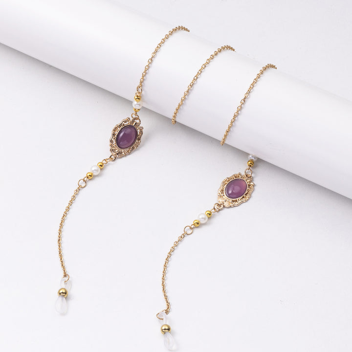 Elegant Eyewear Chain with Decorative Gemstones Bowlift