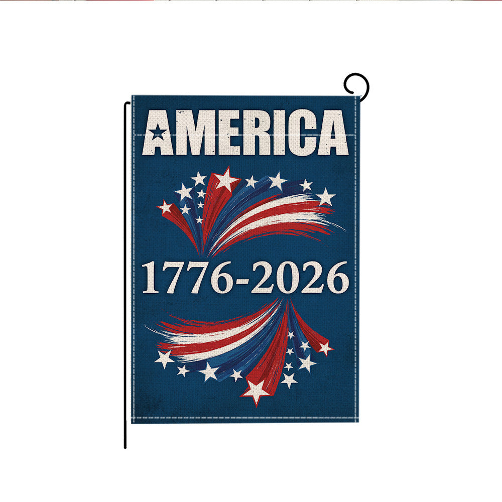 Distressed Vintage American Flag Garden Banner With Statue Of Liberty Motif Double-Sided Polyester