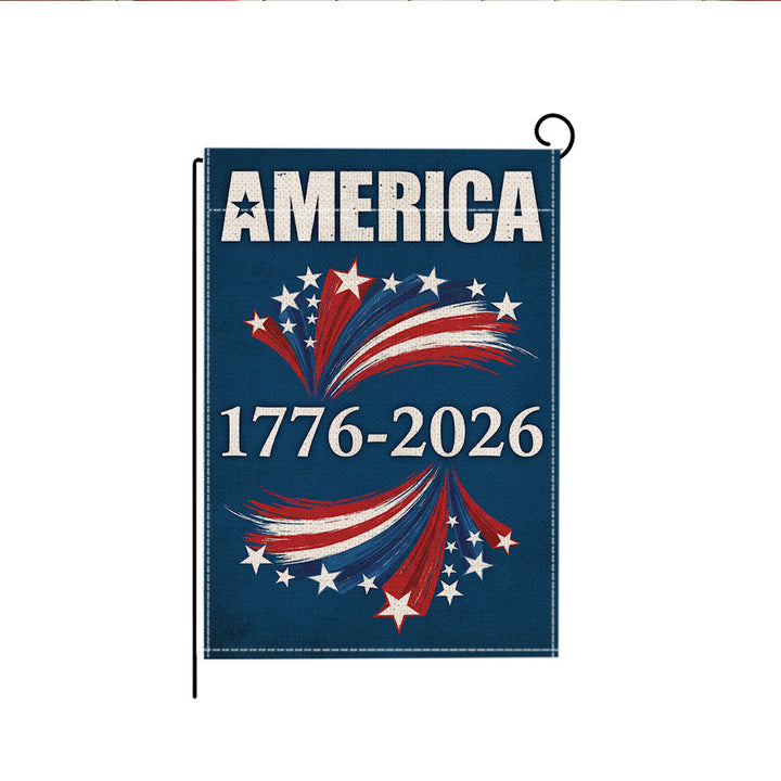 Distressed Vintage American Flag Garden Banner With Statue Of Liberty Motif Double-Sided Polyester