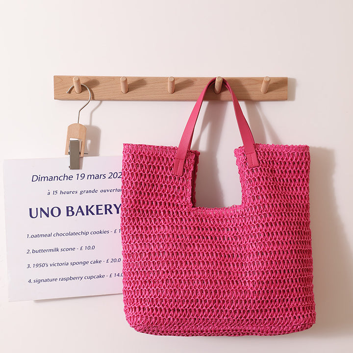 Elegant Woven Tote Bag with Sturdy Leather Handles Bowlift