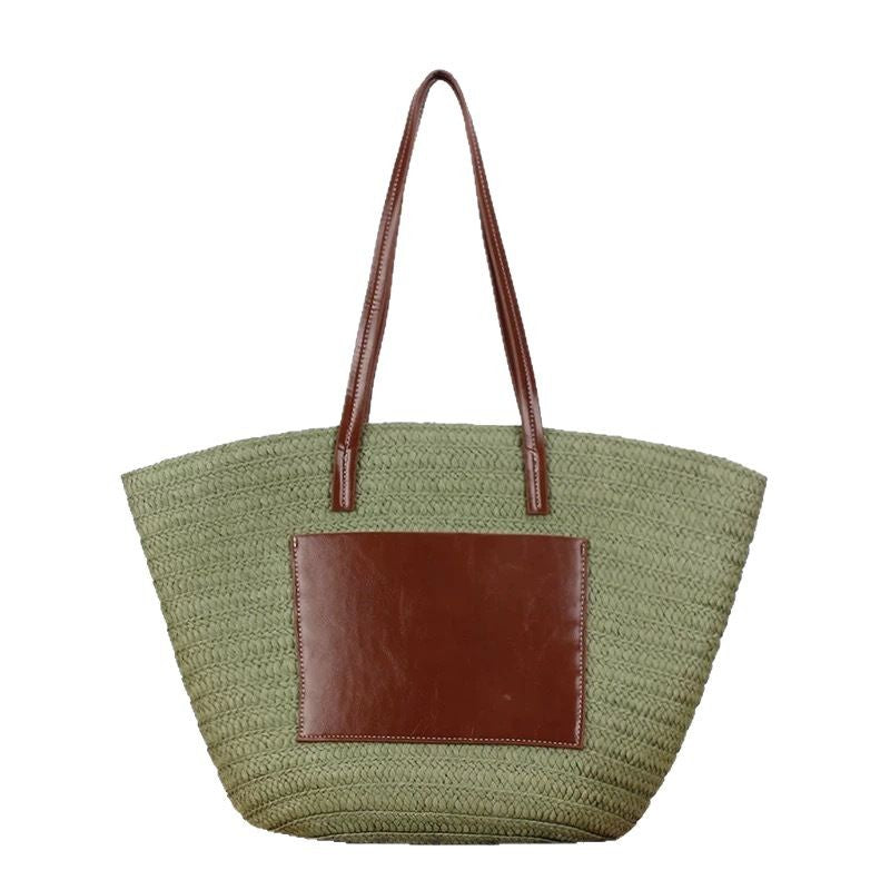 Trendy Rattan Bag with Leather Accents Bowlift