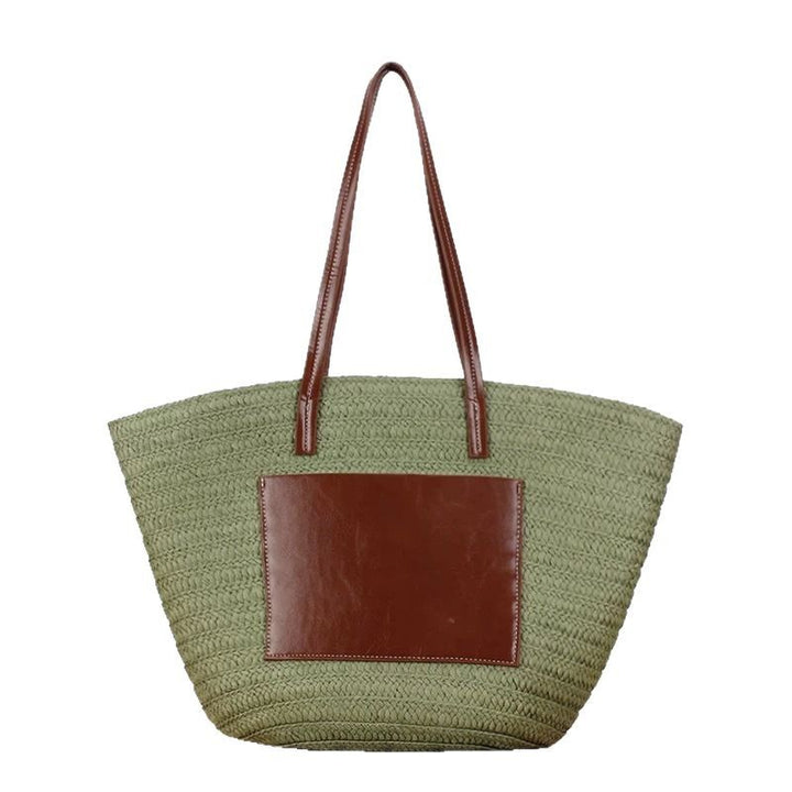 Trendy Rattan Bag with Leather Accents Bowlift