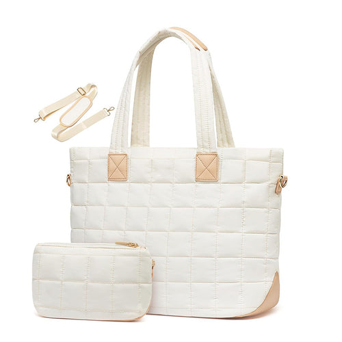 High-Quality Quilted Tote Bag with Removable Cosmetic Pouch Bowlift