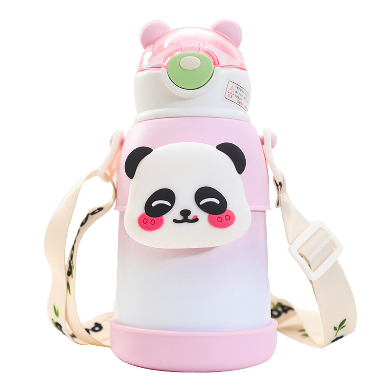 Ergonomic Water Bottle with Cool Animal Design and Carry Strap Bowlift