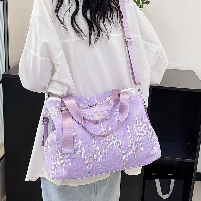 Chic Textured Travel Duffle Bag Bowlift