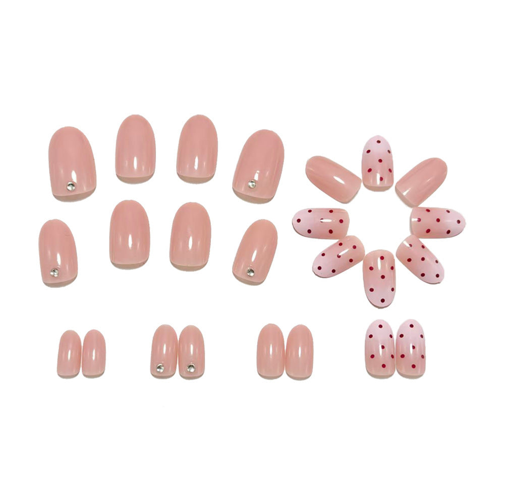 Artificial nails with elegant ombre effect and playful polka dot design Bowlift