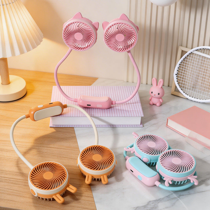 Ladies wearable neck fan with dual design Bowlift