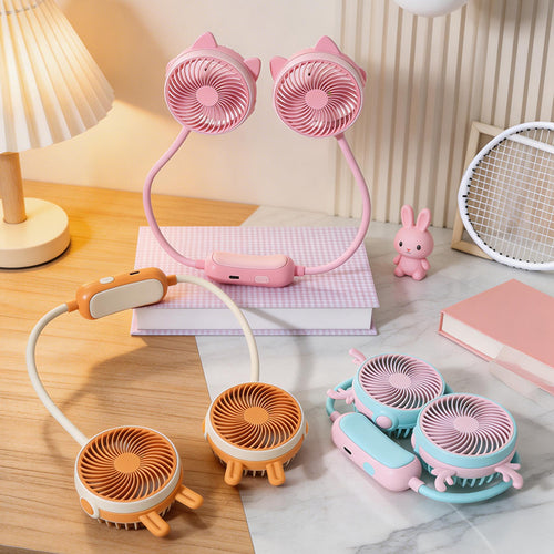 Ladies wearable neck fan with dual design Bowlift