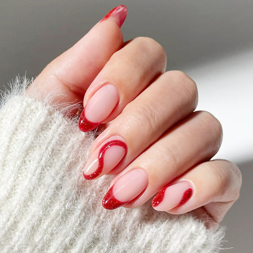Acrylic nail set with modern tips and glitter accents Bowlift