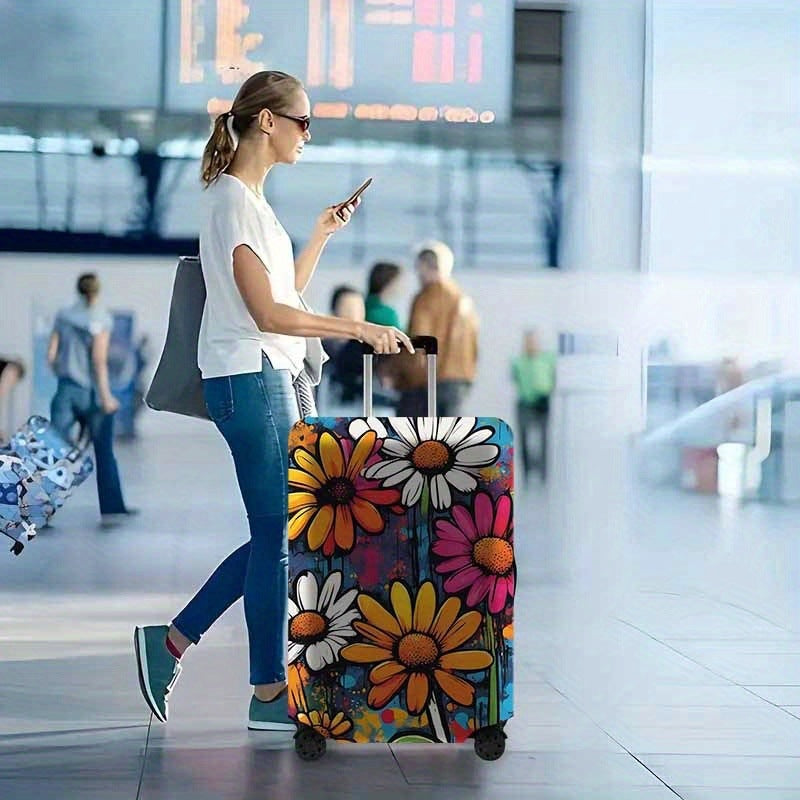 Floral-Illustrated Hard Shell Travel Suitcase Bowlift