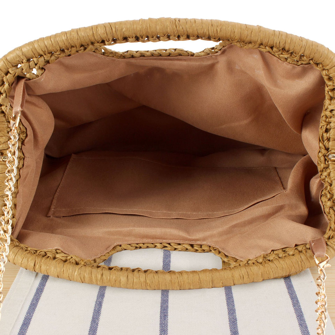 Braided handbag with elegant chain strap Bowlift