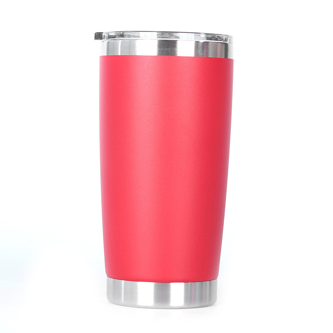 Ergonomic Tapered Insulated Stainless Steel Travel Tumbler With Clear Press-Fit Lid And Non-Slip Base