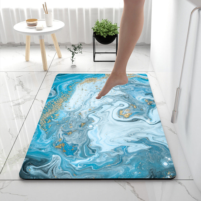 Soft Print Abstract Marble Bath Mat Bowlift