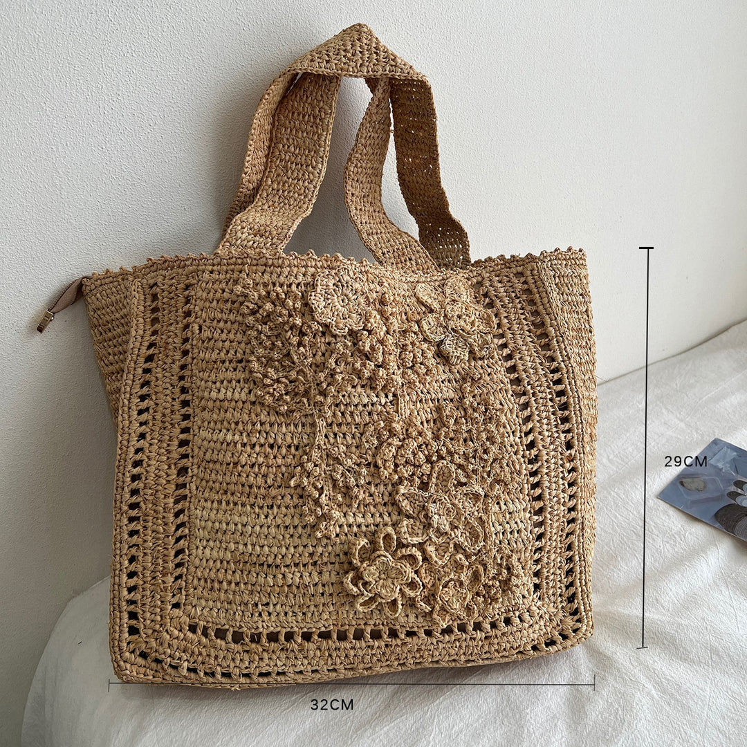 Handcrafted knitted bag with floral design Bowlift