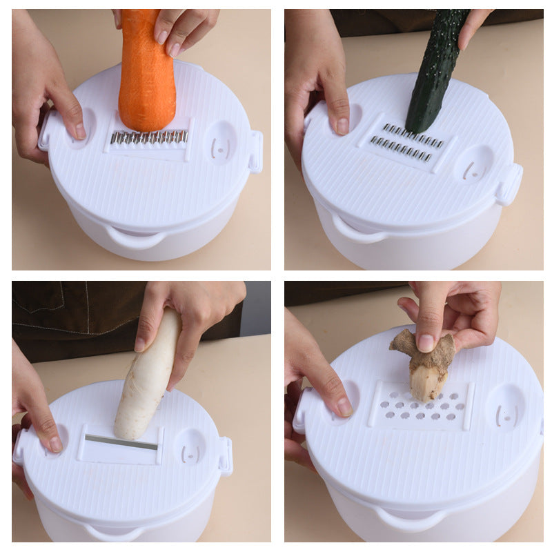 Multifunctional vegetable slicer with integrated cutting attachments Bowlift