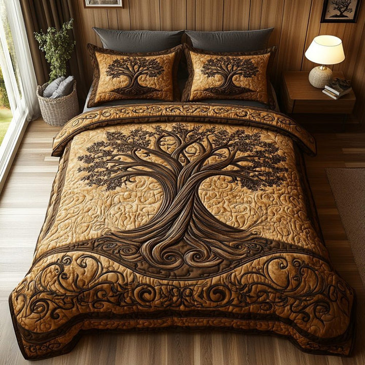 Quilted Ocean Wave Microfiber Comforter Set With Matching Shams And Plush Hypoallergenic Fill