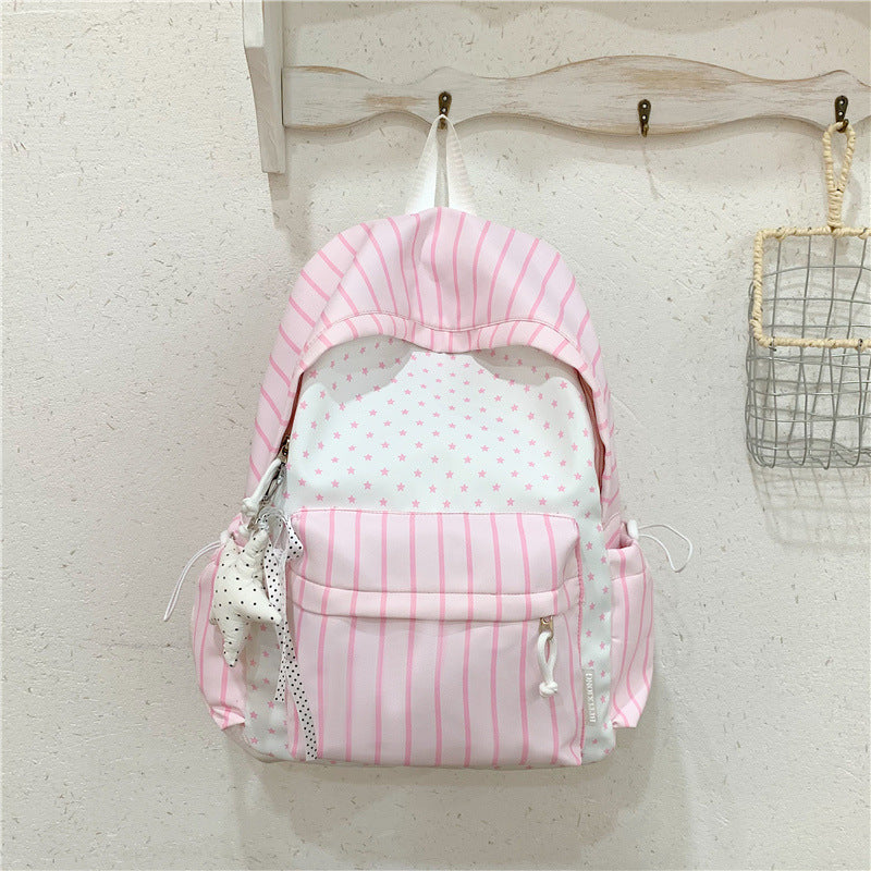 Charming Striped Patterned Backpack Bowlift