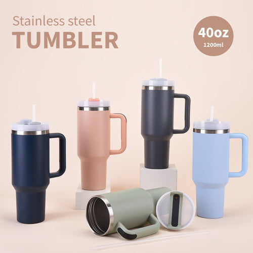 Stainless Steel Insulated Travel Tumbler With Ergonomic Handle And Bpa-Free Straw Lid