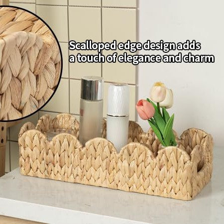 Decorative Scalloped Woven Storage Tray Bowlift