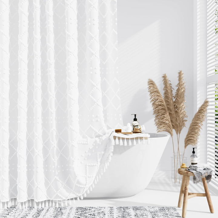 Textured Geometric Shower Curtain Bowlift