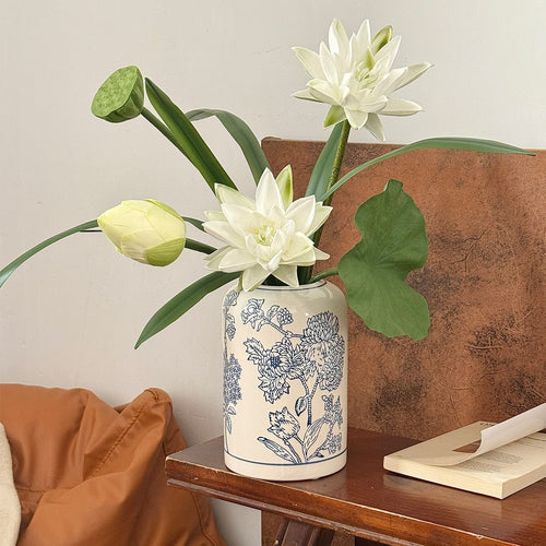 Floral-Patterned Ceramic Decor Vase