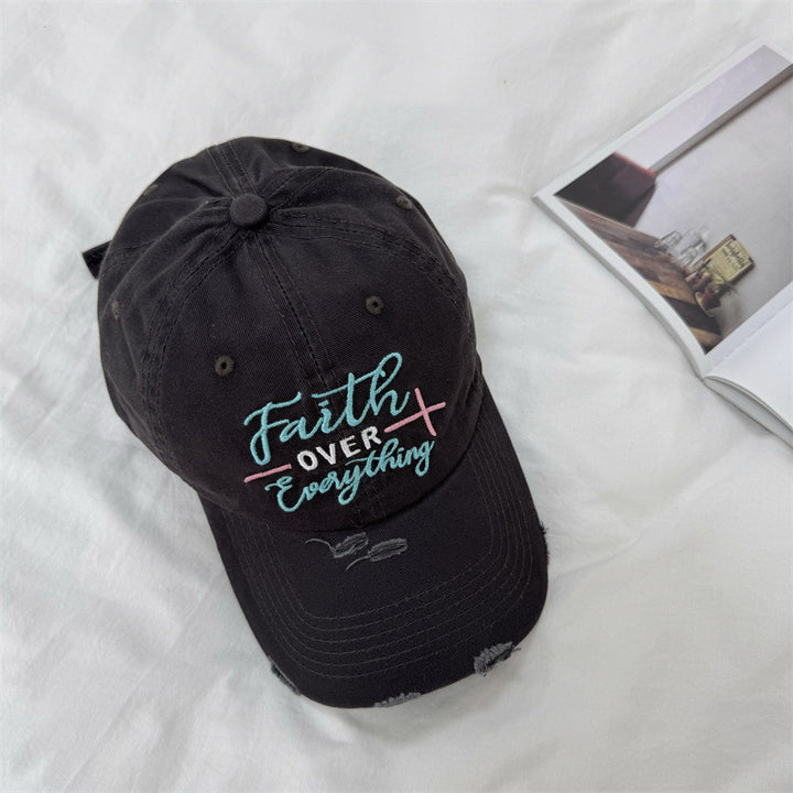 Women's Distressed Embroidered Baseball Cap Bowlift