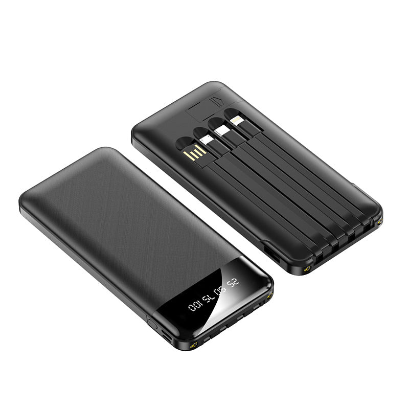 Portable power bank with integrated charging cables and digital display Bowlift