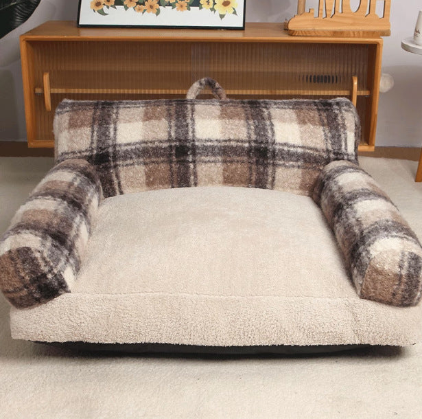 Cozy Plaid Dog Bed