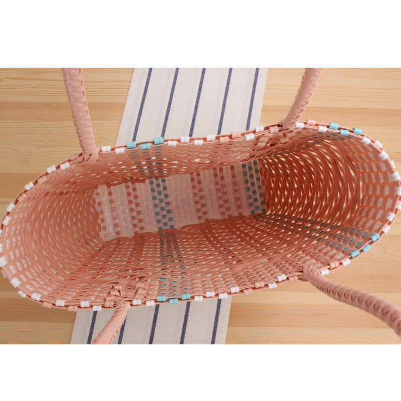 Braided Tote Bag with Geometric Design Bowlift