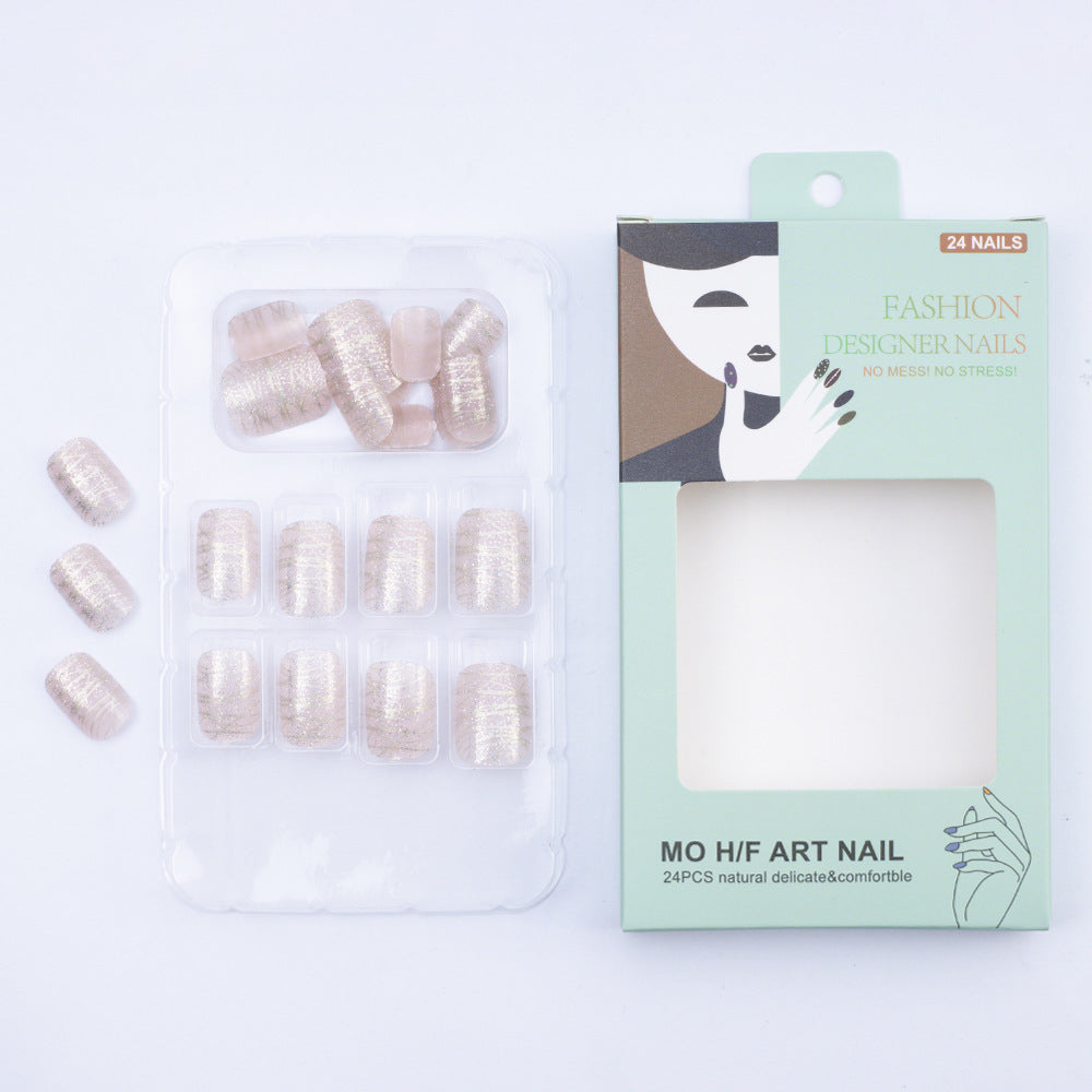 Artificial nails with elegant glitter design Bowlift